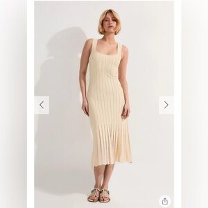 Karen Millen NWT cream stretch Square Neck Knitted Flippy Dress size XS